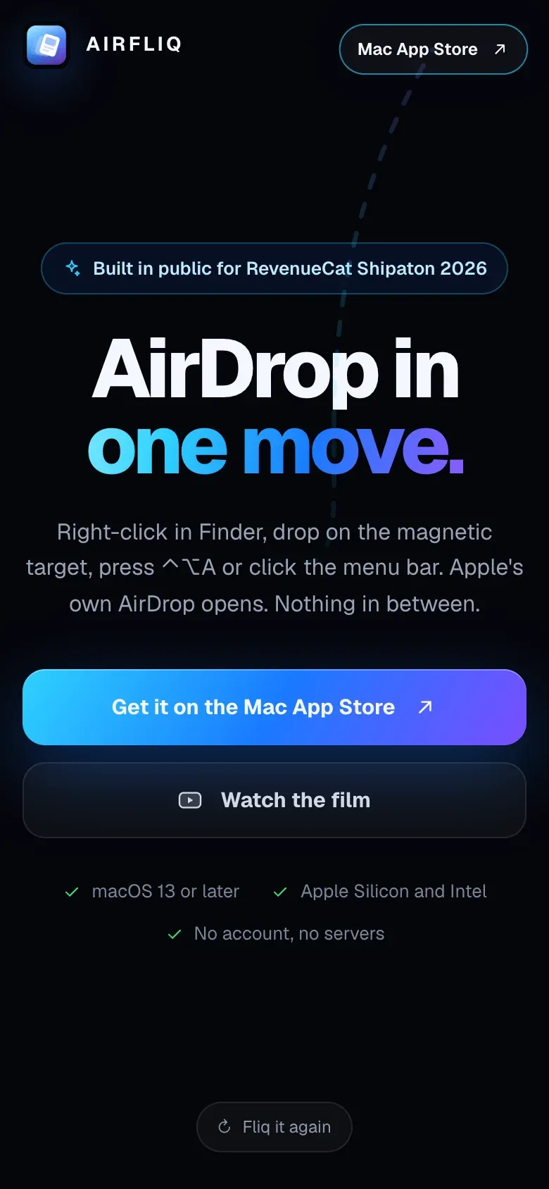 AirFliq website on a phone
