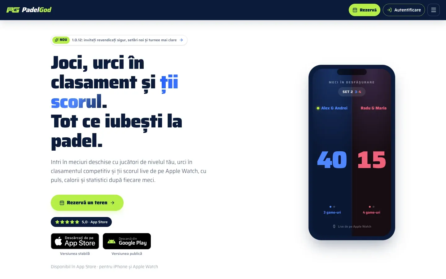 PadelGod website on a desktop browser