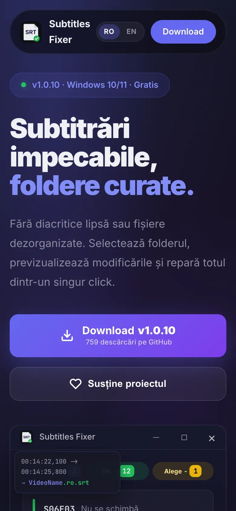 Subtitles Fixer website on a phone